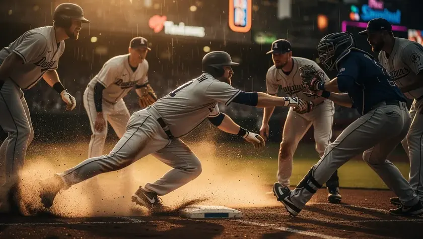 Oakland A's players on the field at Las Vegas Ballpark during MLB Spring Training Big League Weekend